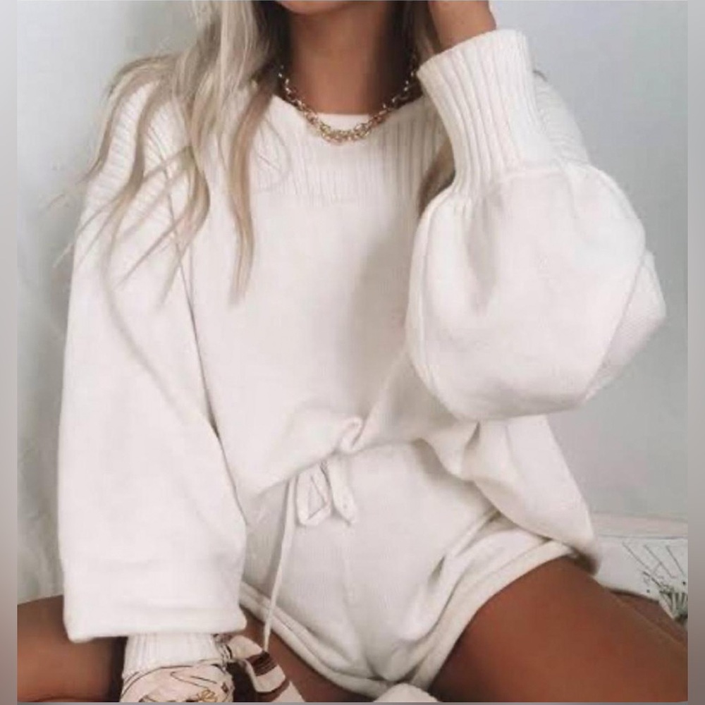 Sabo white 100% cotton boxy ribbed top S